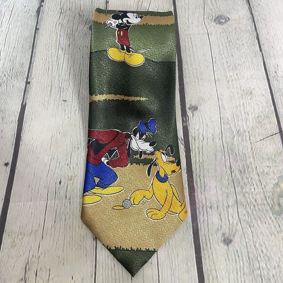 Vintage Mickey Mouse Unlimited Necktie Green Blue Novelty Cartoon Collectible - Picture 9 of 11
